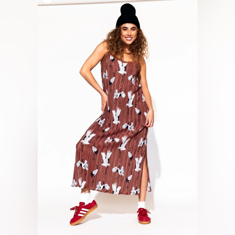 Dressed in Lala Eternal Youth Cranes Plisse Dress